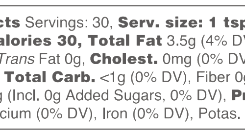 HOT SAUCE NUTRITION LABEL 1 1