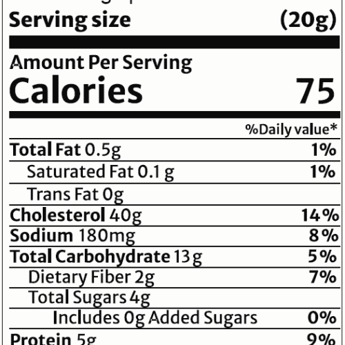 seafood mix nutritional label 1